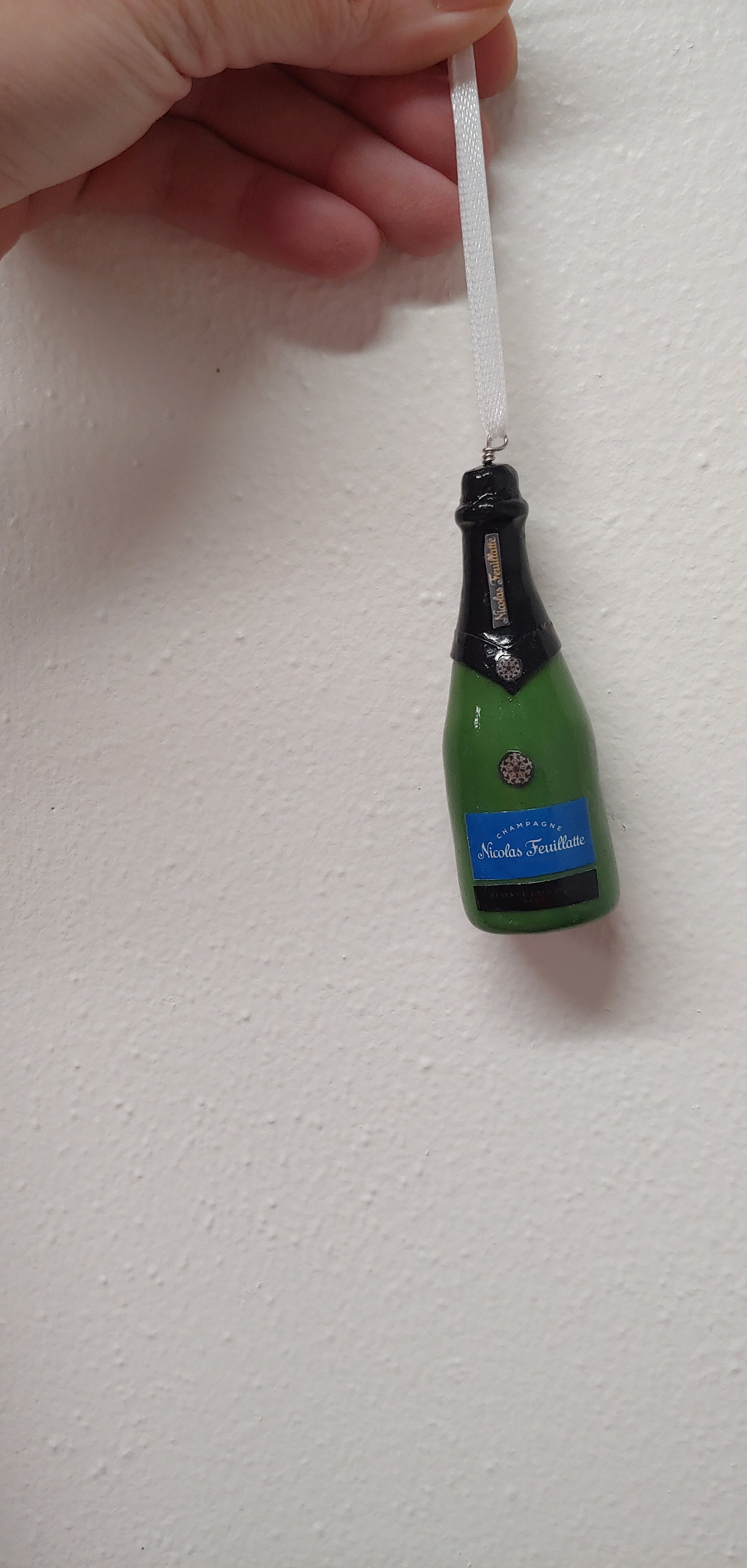 Wine Bottle Ornament | Champagne Mini Replica Custom Ornament - Wedding Gift - First Anniversary - Newlyweds Gift - Clay Ornament Shop - Thumbnail 6