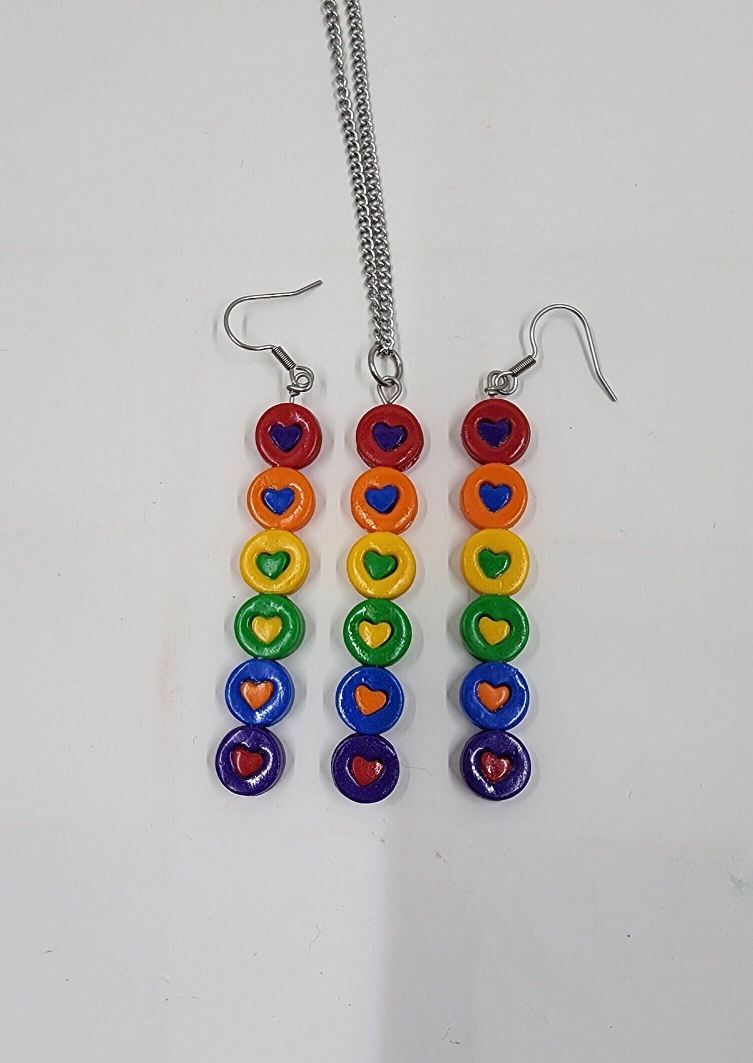 Rainbow Heart Necklace | Festival jewelry  | Pride accessory | LGBTQ + Necklace| Rainbow Statement Necklace - Thumbnail 3