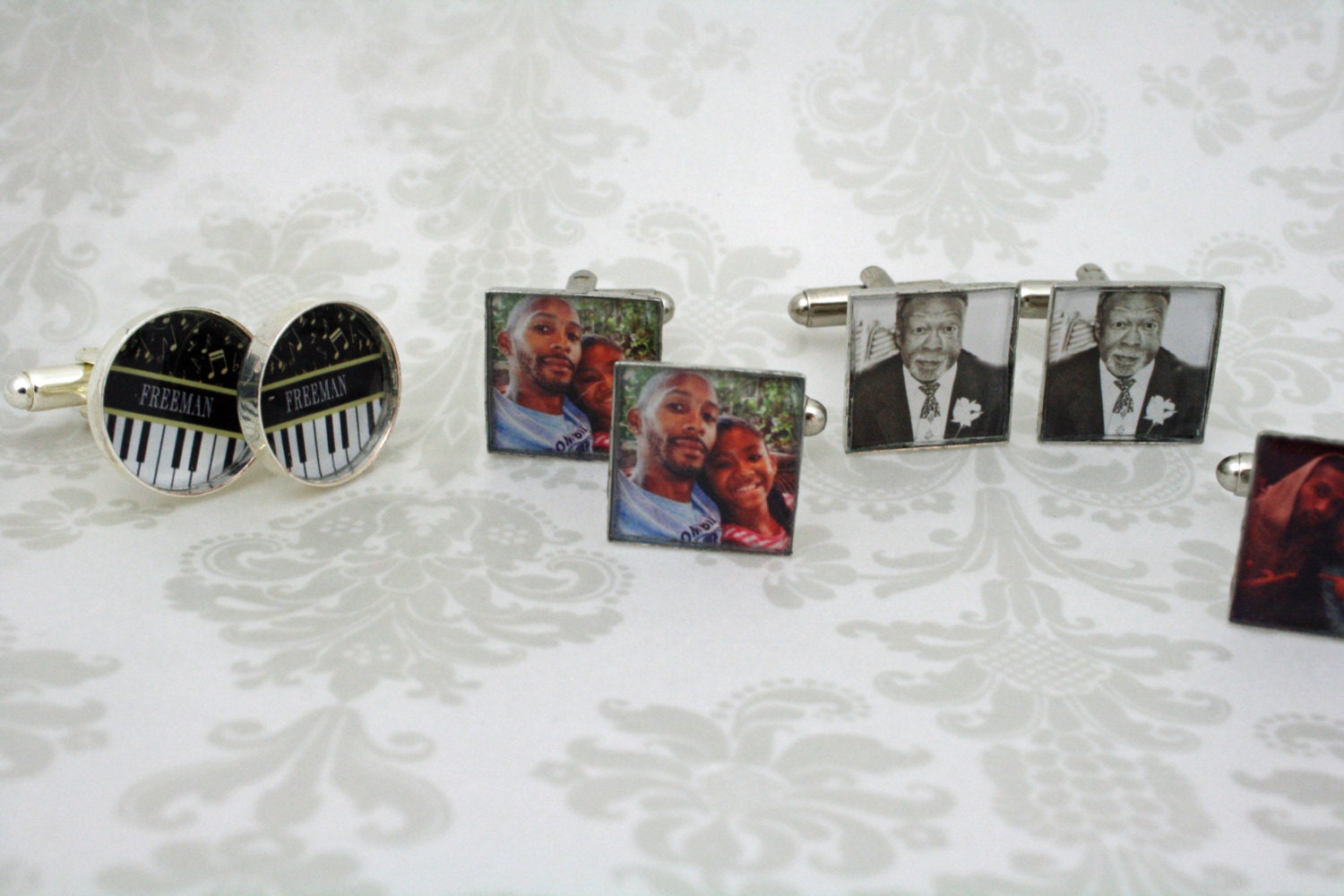 Your Own Photo Personalize Cufflinks For Him (MTO) Handmade - Cuff links - Father's Day - Wedding - Quote - Tuxedo Studs - Thumbnail 4