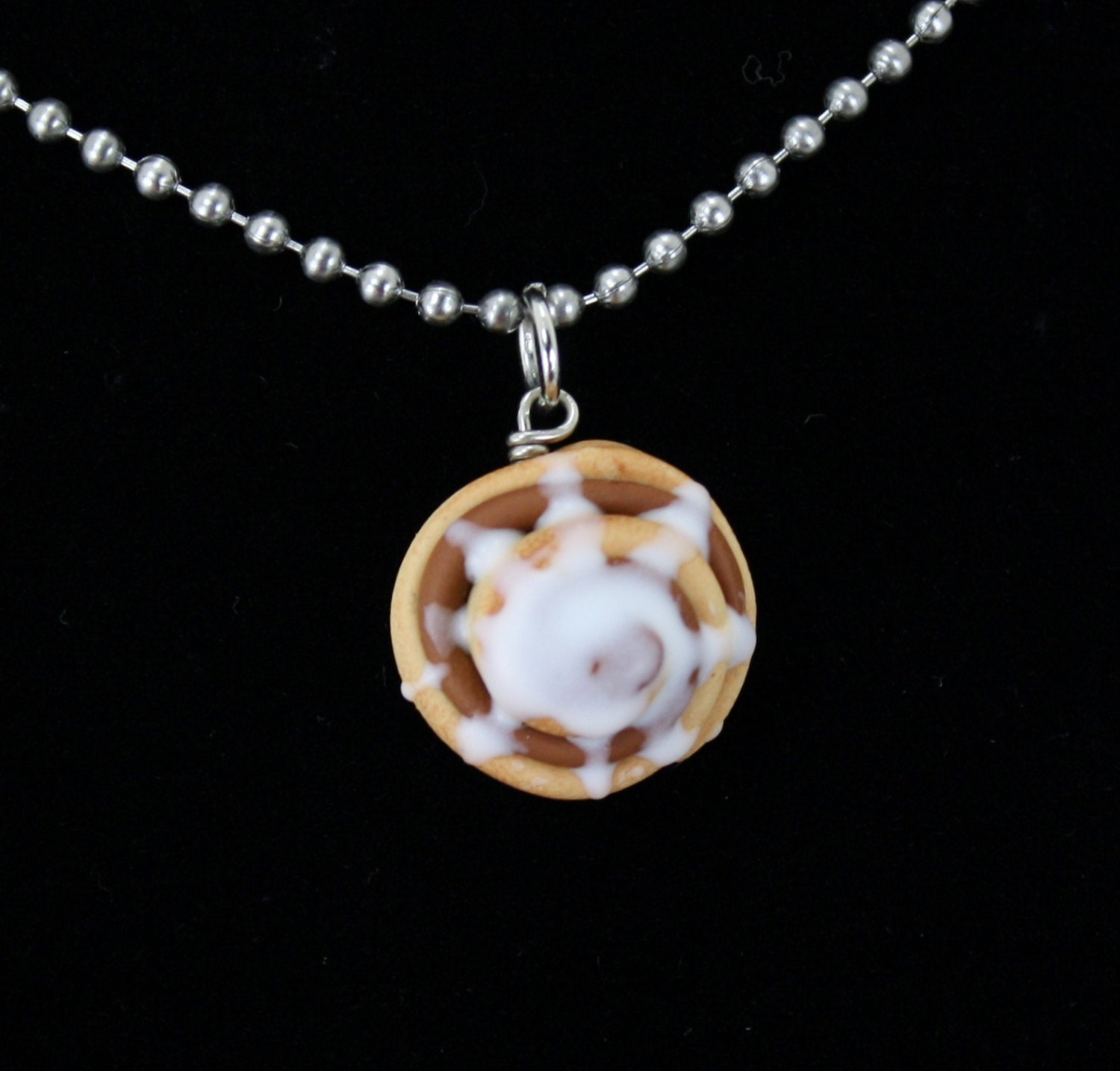 Cinnamon Roll "Hot Sticky Buns" Necklace - tiny food - cinnamon - roll - sticky buns - breakfast - jewelry - miniature food