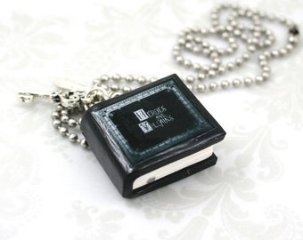 Once Upon A Time Book Necklace "Heroes and Villians" Sword and Queen's Keys