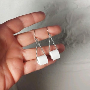 Toilet Paper Roll Dangle Earrings 2020 Toilet tissue earrings Toilet roll earrings Loo roll novelty Clip on or Pierced image 1