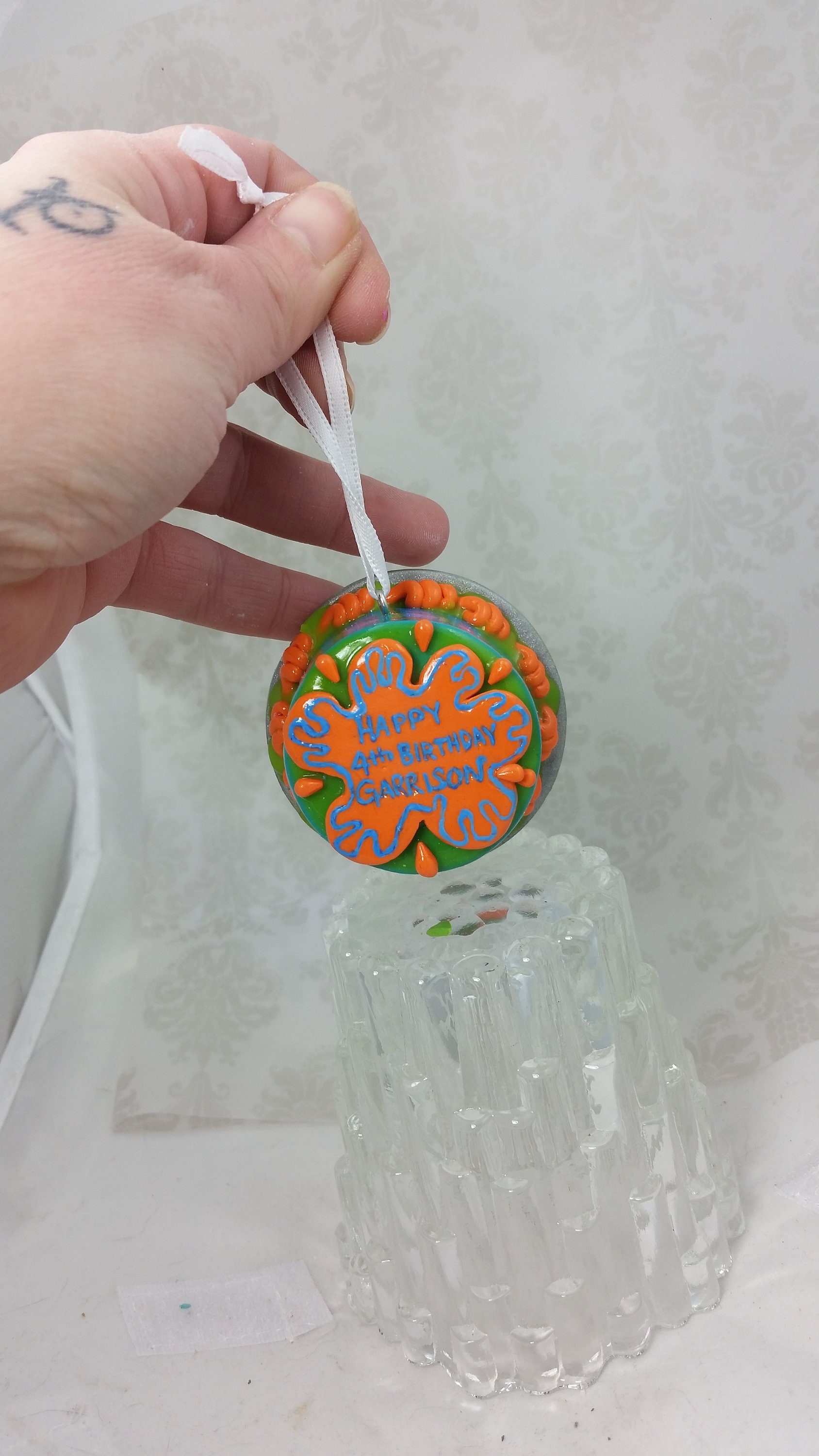 Birthday Cake Mini Replica Custom Ornament - Replica Cake - Clay Ornament Shop - Sweet 16 - First 1st Birthday - Thumbnail 5