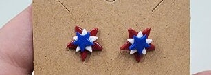 4th of July Star Firework Stud Earrings | Red White Blue | Patriotic | Memorial Day | Veteran's  Day | Parade - Thumbnail 4