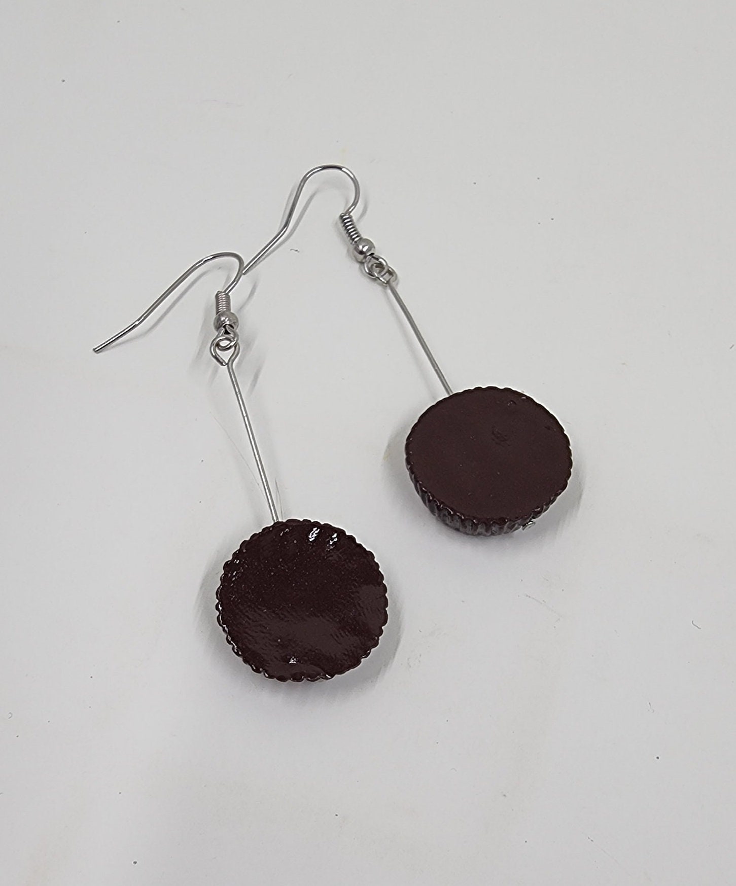 Peanut Butter Cup Earring | Dessert Earrings | Miniature Food | Peanut Butter Cup Jewelry l Mini Food Jewelry l  Realistic - Thumbnail 2