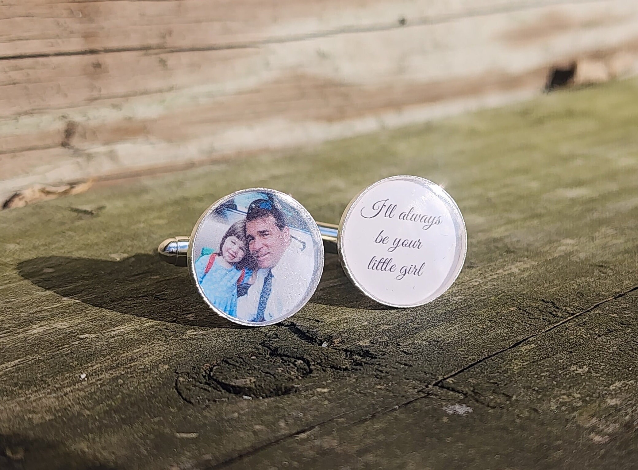 Your Own Photo Personalize Cufflinks For Him (MTO) Handmade - Cuff links - Father's Day - Wedding - Quote - Tuxedo Studs - Thumbnail 6