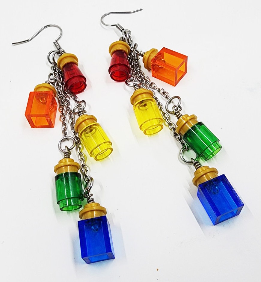 Rainbow Building Brick Potion Dangle Earrings | LGBTQ+ | Pride