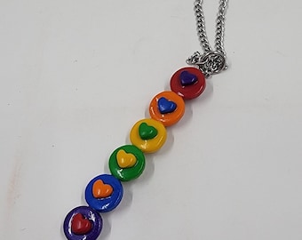 Rainbow Heart Necklace | Festival jewelry  | Pride accessory | LGBTQ + Necklace| Rainbow Statement Necklace