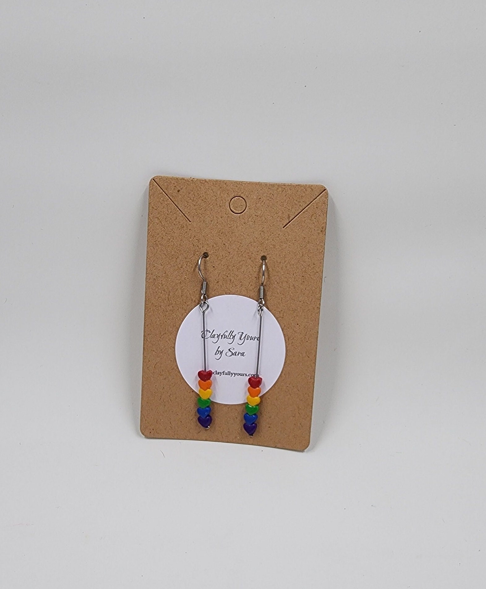 Rainbow Heart Earrings | Festival jewelry | Summer earrings | Pride accessory LGBTQ + Earrings | Rainbow Statement Earrings - Thumbnail 6