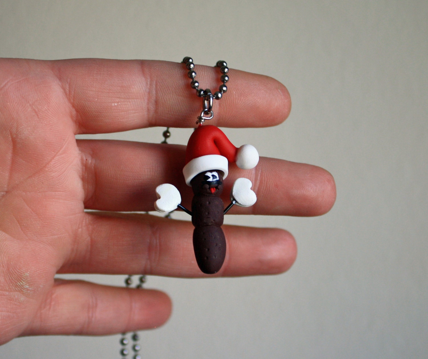 Mr. Poo The Christmas Poo Necklace - Hidey Ho - Clay Ornament Shop - Poo Polymer Clay - Thumbnail 2