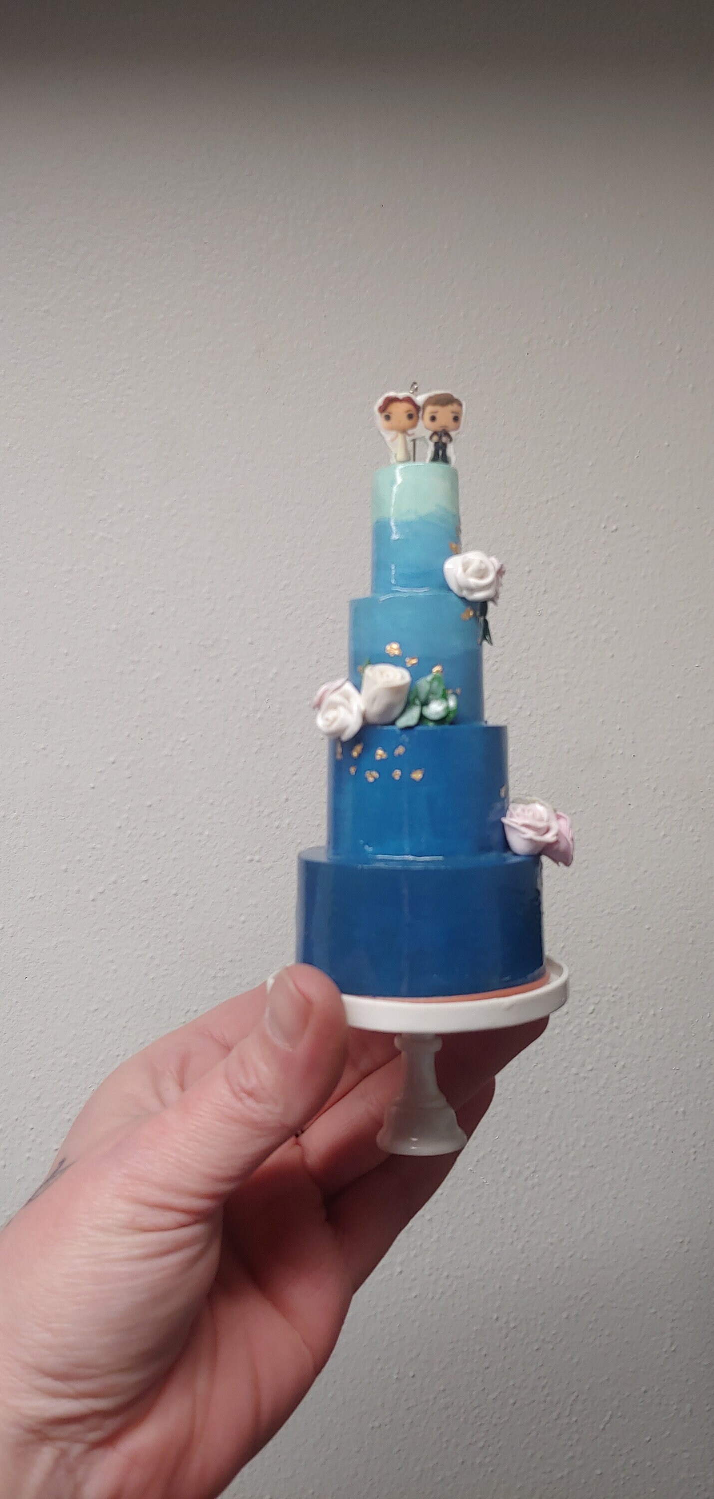 Wedding Cake Mini Replica Custom Ornament - Replica Cake - Wedding Gift - First Anniversary - Newlyweds - Clay Ornament Shop 2 - Thumbnail 5