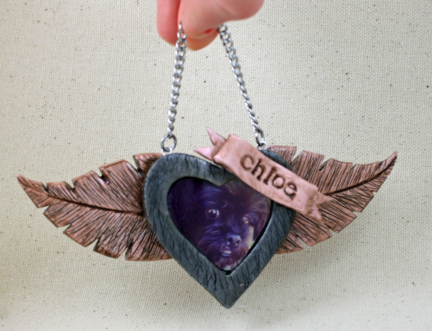 Pet Memorial Custom Ornament - Rainbow Bridge - Christmas - Personalized - Picture Frame Ornament - Dog - Cat - Your Pet Photo Ornament MTO - Thumbnail 2