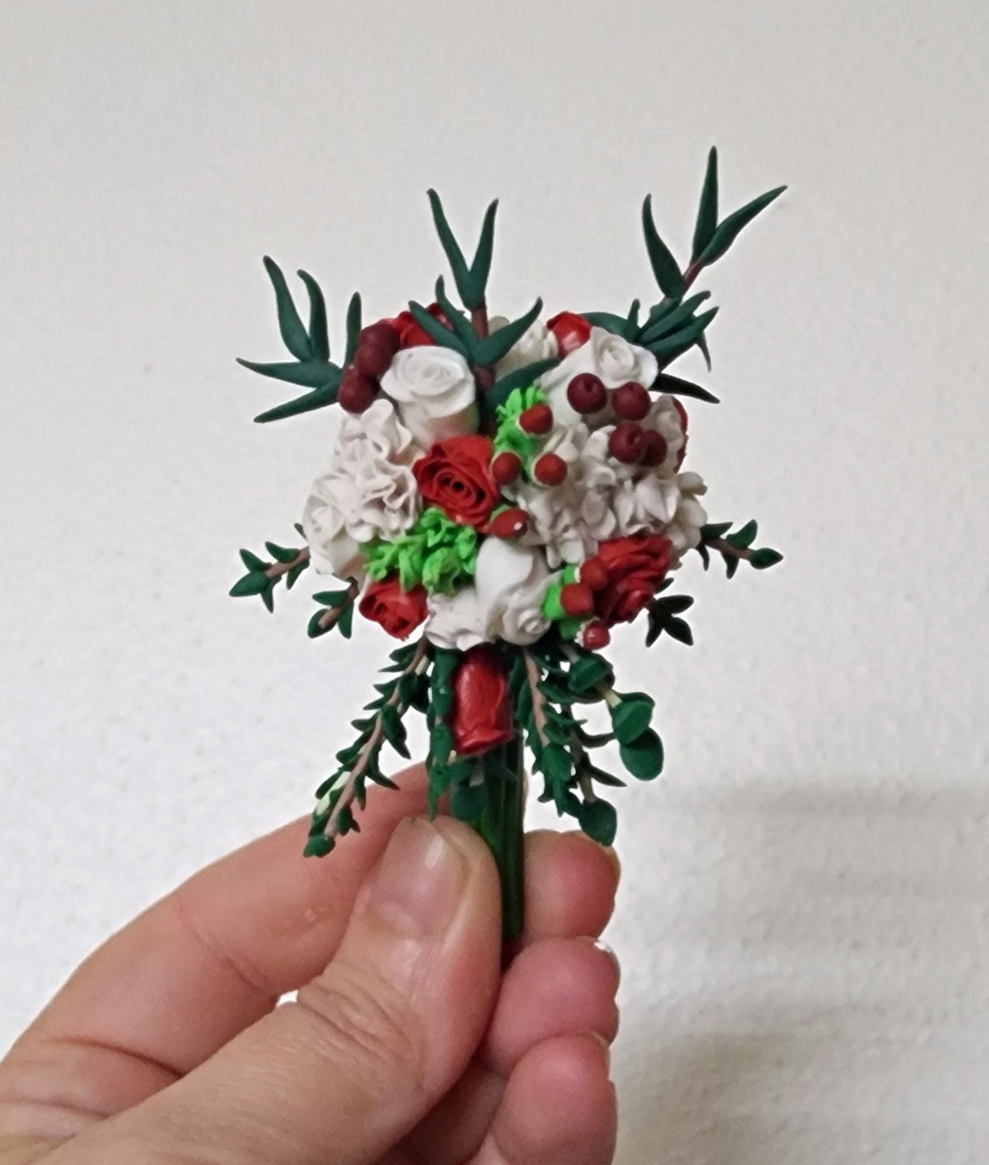 Wedding Bouquet Mini Replica Custom Ornament - Wedding Gift - First Anniversary - Newlyweds Gift - Clay Ornament Shop - Thumbnail 5