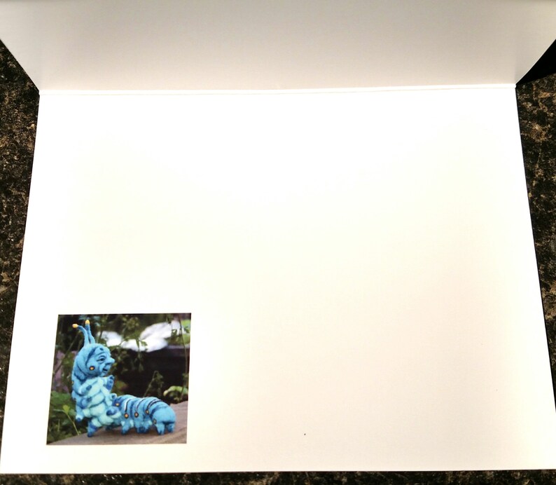 Set Of 3 Alice in Wonderland Note Cards 5.5 by 4 Cheshire Cat March Hare Blue Caterpillar Needle Felt by Artist Stevi T Frameable Designs
