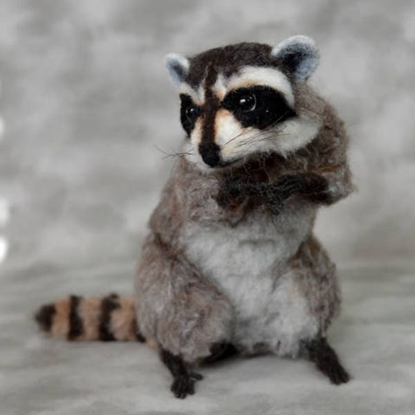 2014 TOBY Industry Choice Winner  Life Size Baby Startled Raccoon OOAK Needle felted by Bear Artist Stevi T.