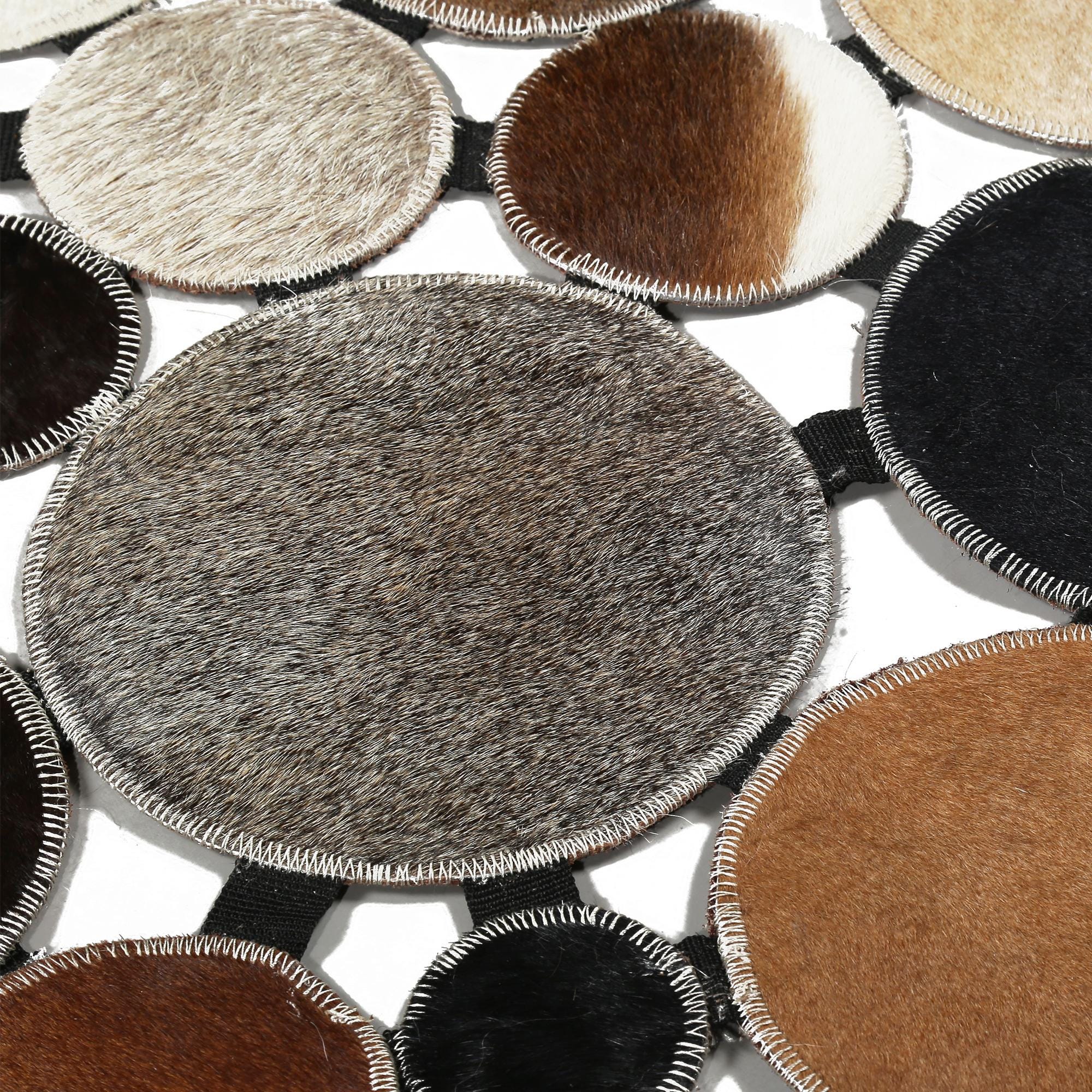 Round Hide Rugs Genuine Cowhide Round Rug, Calfskin Circle Patchwork Rug, Different Cow ...
