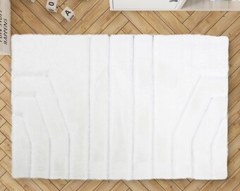 Fluffy White Faux Fur Rug, Ultra Soft Plush Carpet for Bedroom or Kids Room, Boho Decor Accent, Custom Size Shaggy Area Rug