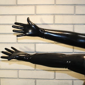 Black latex gloves latex opera gloves, opera length gloves