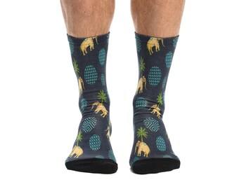 Men Modern Classic Elephants Socks, Crazy Novelty Socks, Fancy Office Instagram Accessories, Original Gift 4 Him, Comfortable Quirky Socks