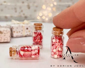 1:12 Scale Christmas Candy Jar, Dollhouse Miniature Christmas Decor & Accessory