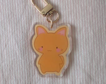 Ginger Orange Cat Keychain Double Sided With Gold Coloured Clasp