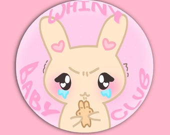 Whiny Baby Club Bunny Holo Heart Sticker