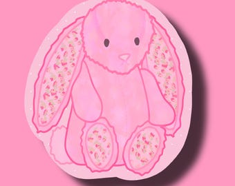 Jellycat Inspired Pink Bunny Plush Sticker
