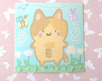 Spring Meadow Cat Sticker