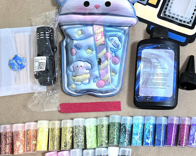 DIY Mermaid Ear Cuff Kit - UV Resin Jewelry Making Set, Silicone Mold, Glitter, Flowers, All Materials to Craft Stunning Ear Cuffs