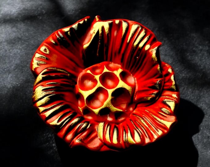 Boho Flower Pendant | Customizable Floral Polymer Clay Charm | Handmade in Israel | Unique Nature Inspired Jewelry for Her | White Black Red