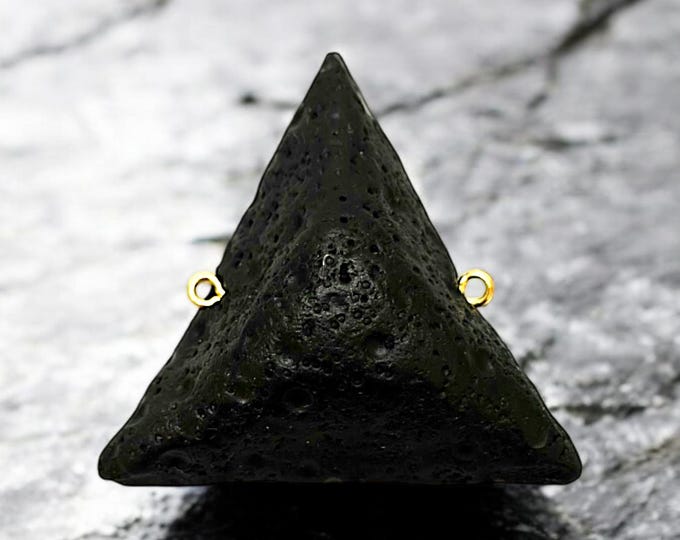 Boho Polymer Clay Triangle Pendant | Black & White Textured Lava-Look Charm | Handmade DIY Jewelry Supply with Stainless Steel Jump Rings