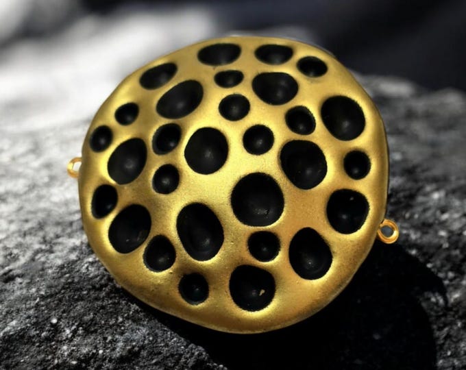 Boho Gold/Silver Textured Hole Pendant for Jewelry Making | Unique Artisan Charm Supply | Modern Cutout Connector for DIY Necklace, Bracelet