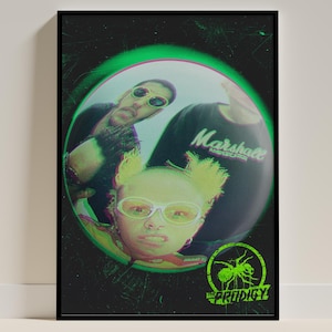 Poster rave dei Prodigy: musica elettronica anni &#39;90 (download digitale, file PNG A1-A4)