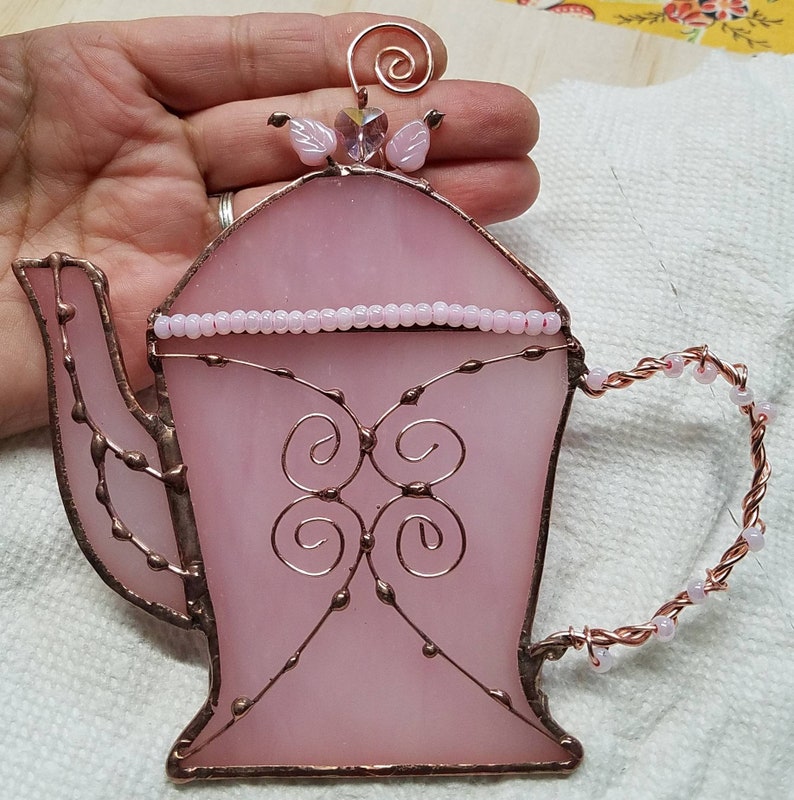Stained Glass Pink teapot Suncatcher