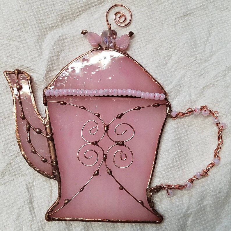 Stained Glass Pink teapot Suncatcher