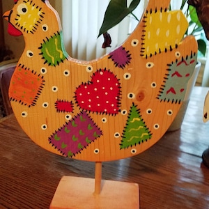 Wood cutout Patchwork chicken