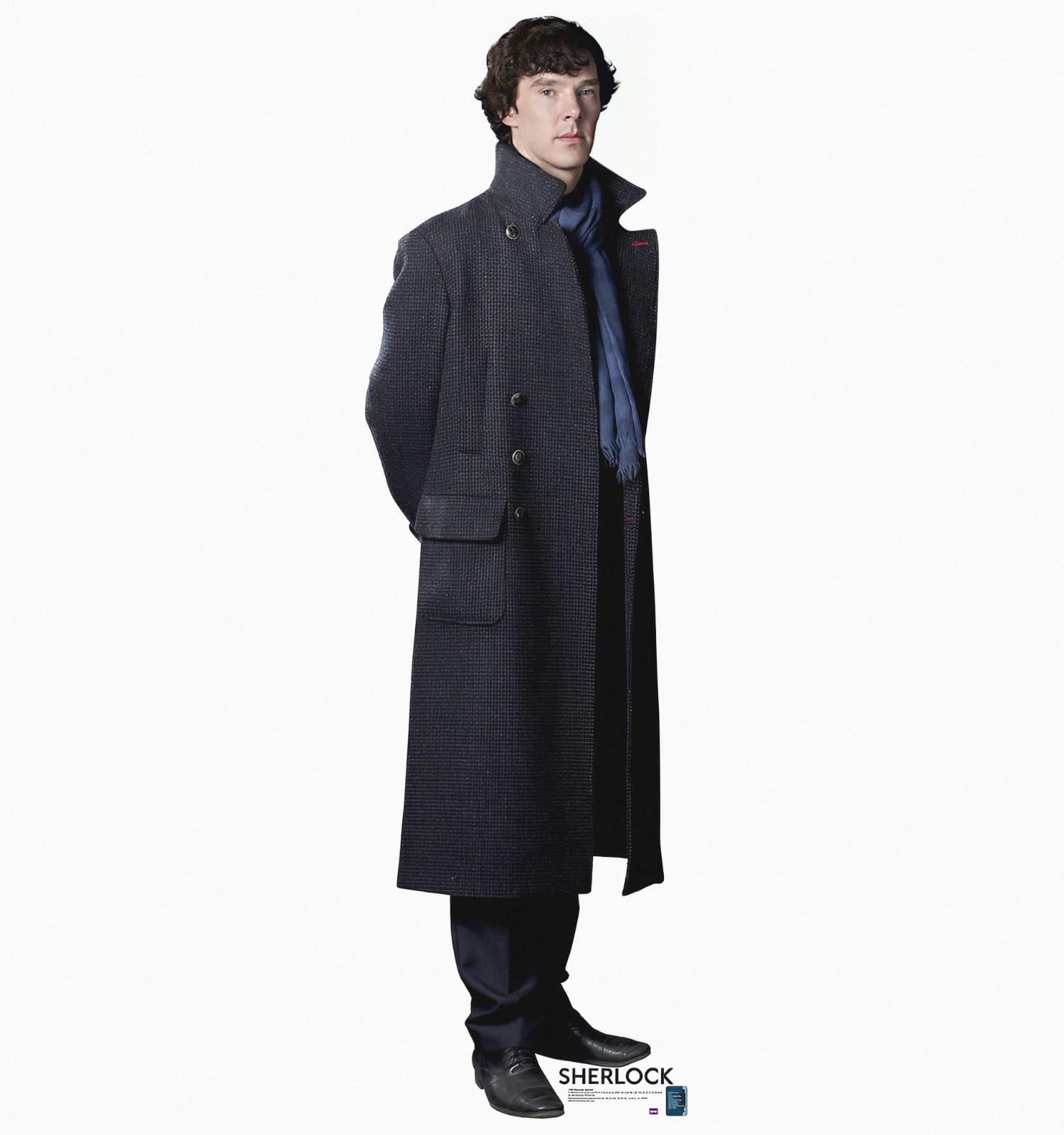Trench Coat Homme Style Sherlock Holmes - Laine Et Coton - Noir - Coupe-Vent - Boutonnage Avant - Taille Standard