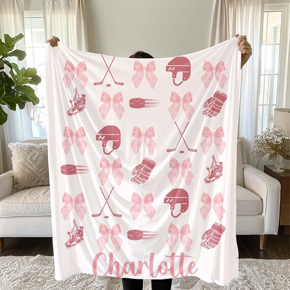 Personalized Ice Hockey Blanket, Cozy Winter Blanket