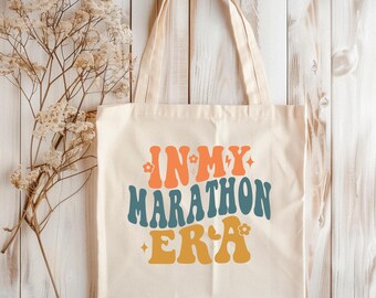 Marathon Runner Cotton Canvas Tote Bag: Eco-Friendly Reusable Grocery Bag