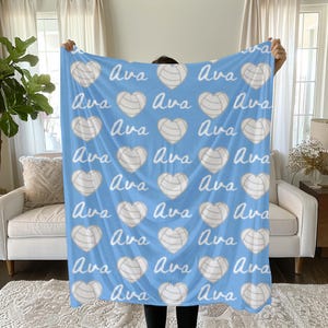 Beachvolleyball-Herz personalisierte Decke, Geschenk für Beachvolleyballspielerin, Teamgeschenk, kundenspezifische Beachvolleyball-Decke, Sport