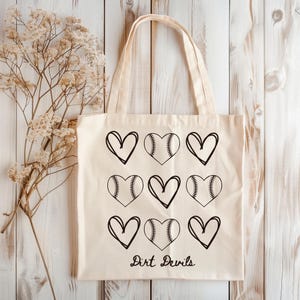 Baseball Herzen Einkaufstasche, individuelle Trainerin Mama Spielerin Geschenk, Canvas Handtasche, Schultertasche, personalisierte Sporttasche