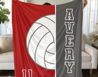 Personalized Volleyball Name Blanket| Velveteen Plush Blanket