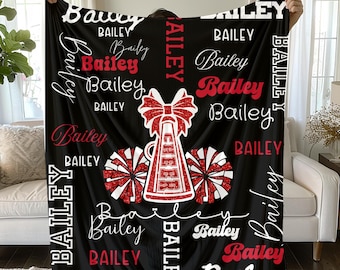 Cheer Blanket Personalized, Custom Girls Name Blanket, Cheerleader Gift Blanket, Cheer Team Gift, Senior Cheer Gift, Cheer Birthday Gift