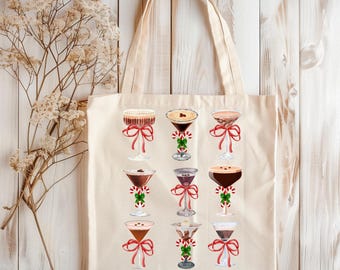 Christmas Espresso Martini Tote Bag: Holiday Cocktail Design