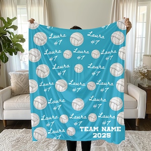 Volleyball-Decke, Volleyballspieler Geschenk, personalisierte Sportdecke, maßgeschneidertes Geschenk, Team-Decke, warme Decke