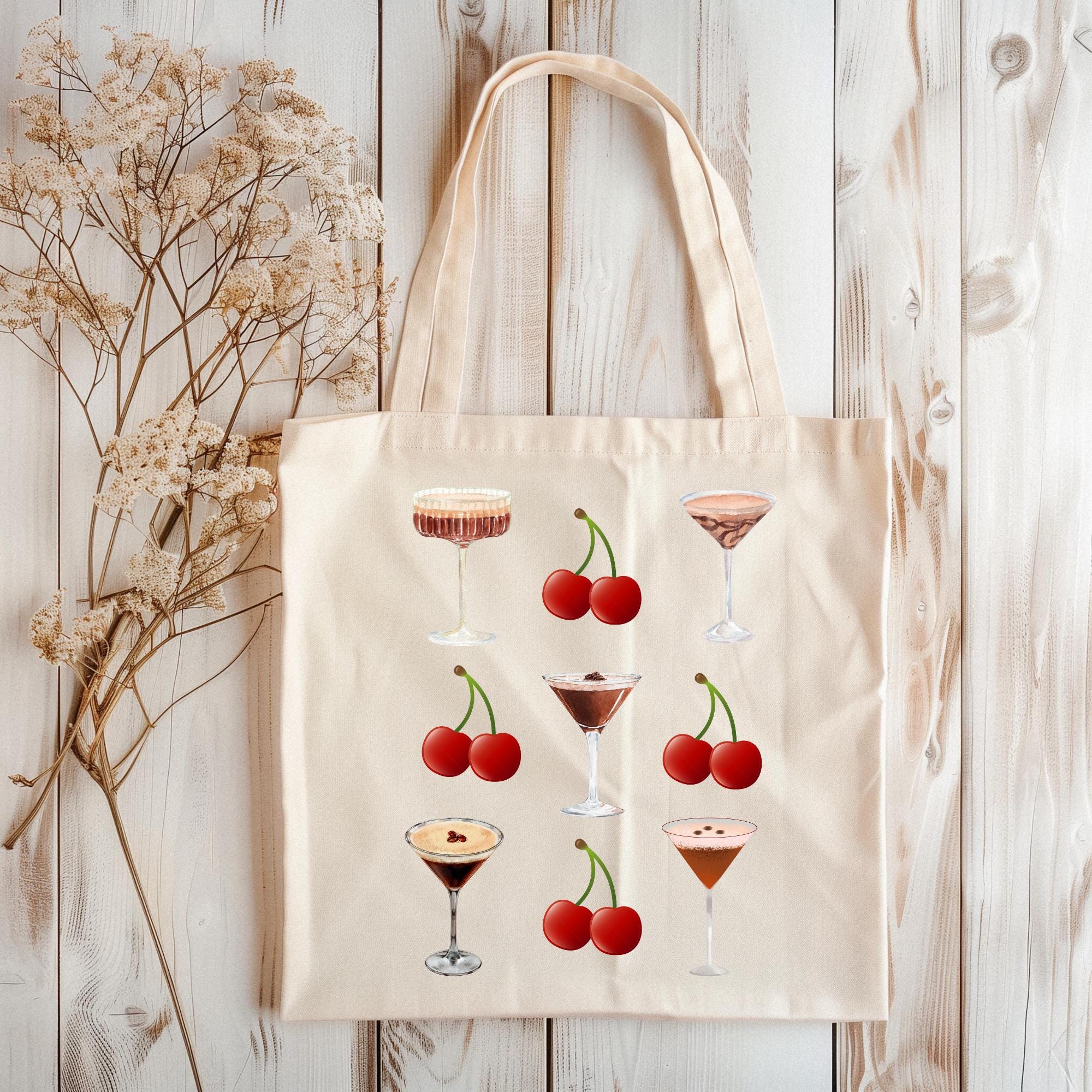 Espresso Martini & Cherries Cotton Canvas Tote Bag - Etsy