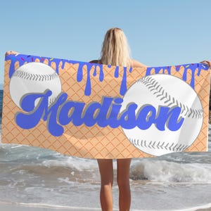 Baseball Drip Beach Towel - Personalized Gift for Baseball Player, Team Gift, Sports Towel, Customized Towel, Summer Towel, Gift for Athlete