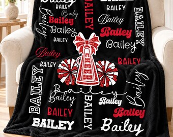 Cheer Blanket Personalized, Custom Girls Name Blanket, Cheerleader Gift Blanket, Cheer Team Gift, Senior Cheer Gift, Cheer Birthday Gift