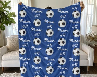 Personalized Soccer Team Blanket: Plush Velveteen Gift