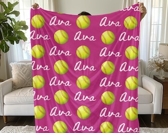 Personalized Softball Blanket: Team Player Gift